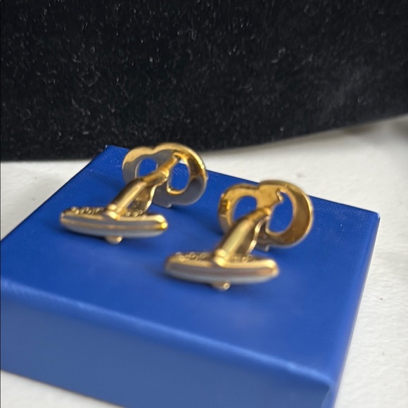 CHRISTIAN DIOR CUFFLINKS Gold SET Modern Design - Picture 4 of 4